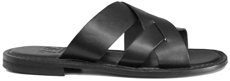 CIABATTA UOMO INCROCIATA PELLE NERA