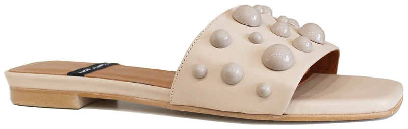 CIABATTINA DONNA SFERE PELLE AVORIO