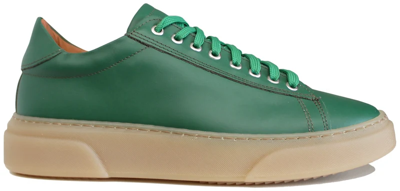 SNEAKER UOMO PELLE VERDE SUOLA NOCCIOLA