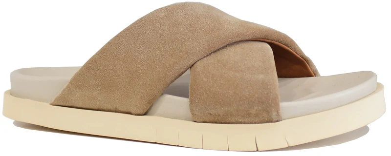 CIABATTA DONNA INCROCIATA CAMOSCIO BEIGE
