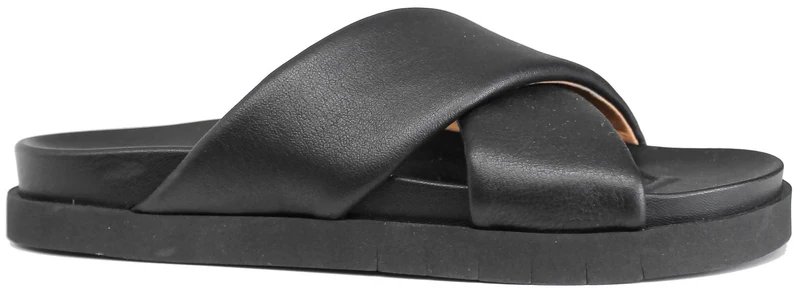 CIABATTA DONNA INCROCIATA PELLE NERA