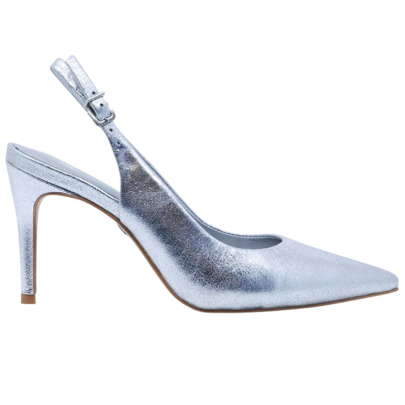 Slingback donna Carrano 195096 in pelle crack argento