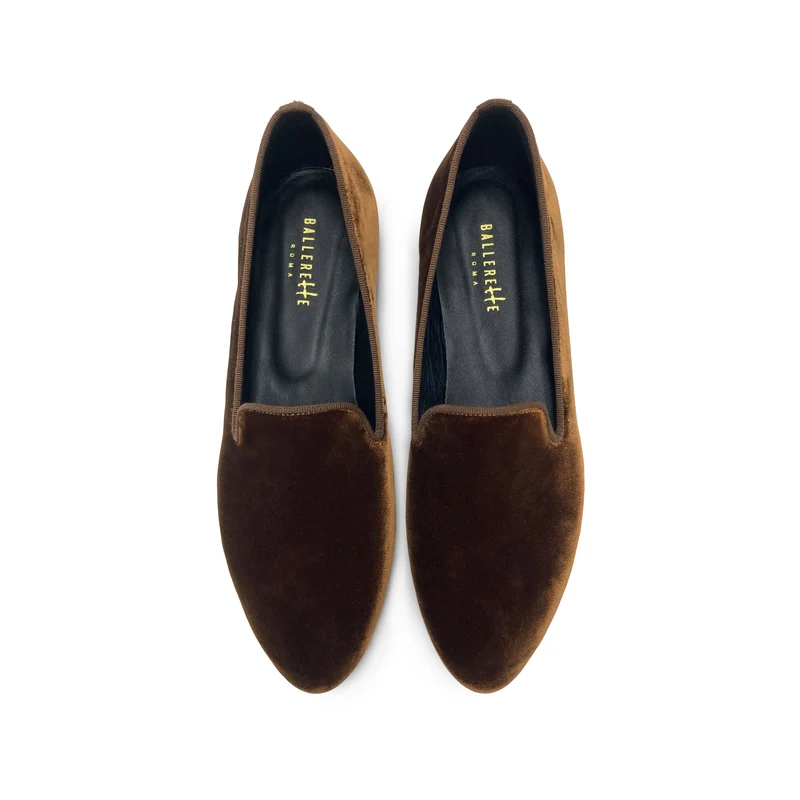 Slippers da donna marroni in velluto