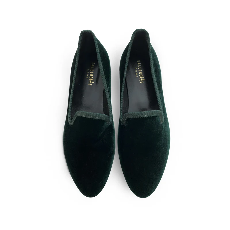 Slippers da donna verdi in velluto