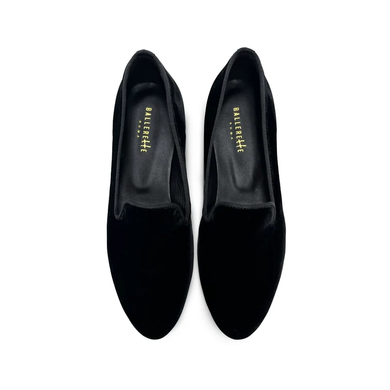 Slippers da donna nere in velluto