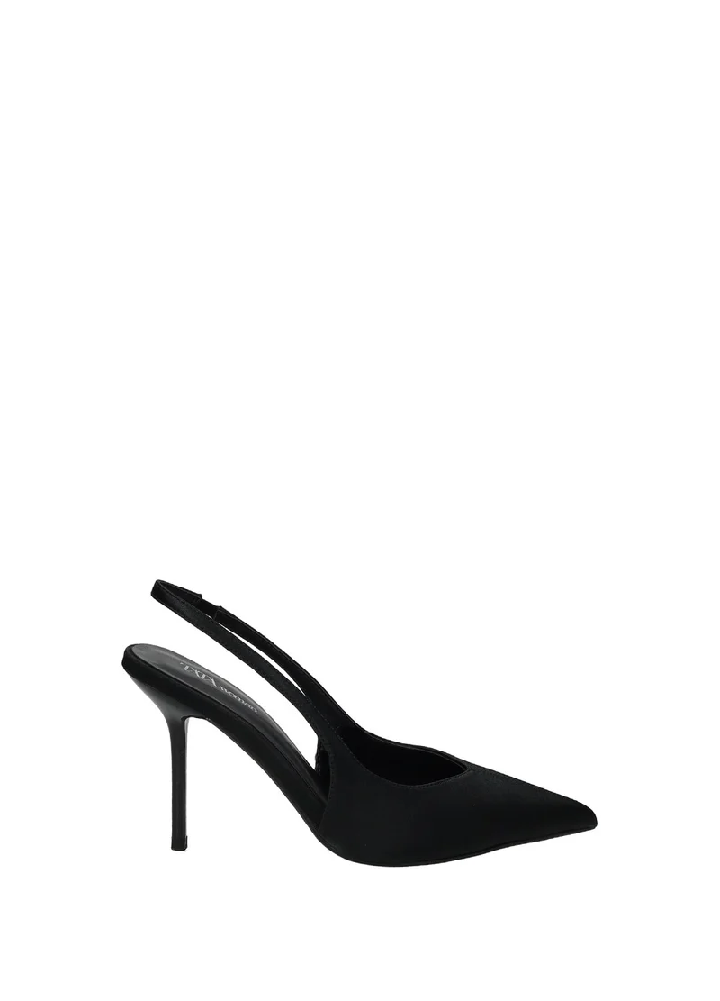 Décolleté slingback donna in tessuto con tacco alto