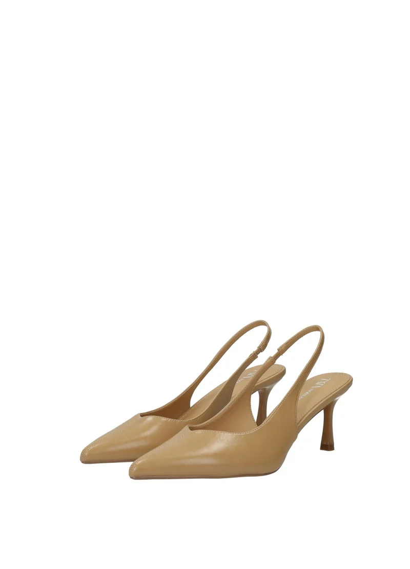 Décolleté slingback donna e oro in PU con tacco medio