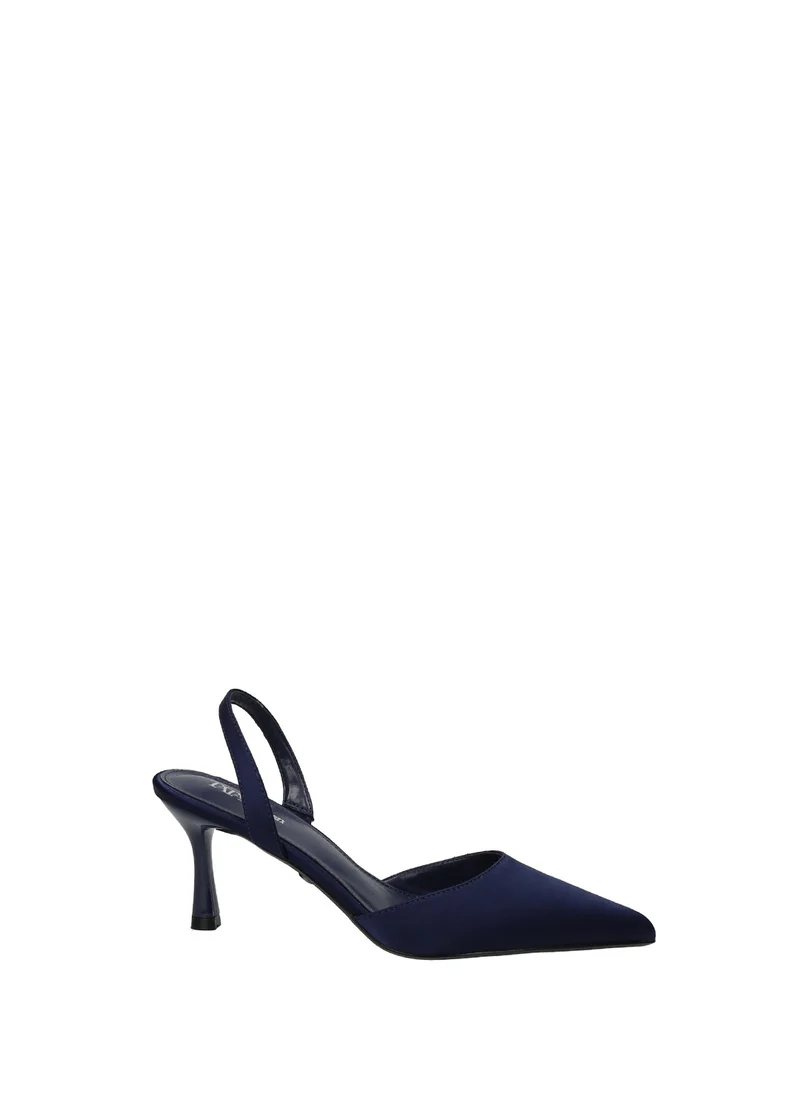 Décolleté slingback donna in tessuto con tacco medio