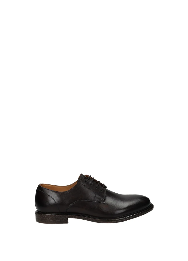 Derby Uomo in Pelle con Suola in Gomma - Black e Brown