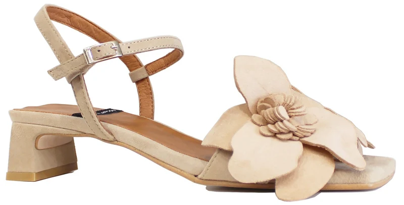 SANDALO DONNA FIORE CAMOSCIO BEIGE