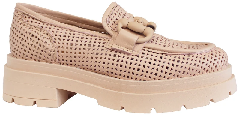 |MOCASSINO DONNA FORATO ACS PELLE ECRU'|