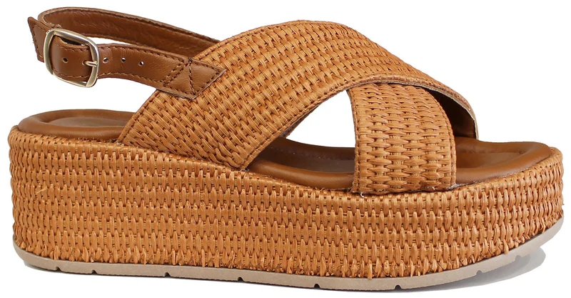 |ZEPPA DONNA RAFIA INTRECCIATA CUOIO|