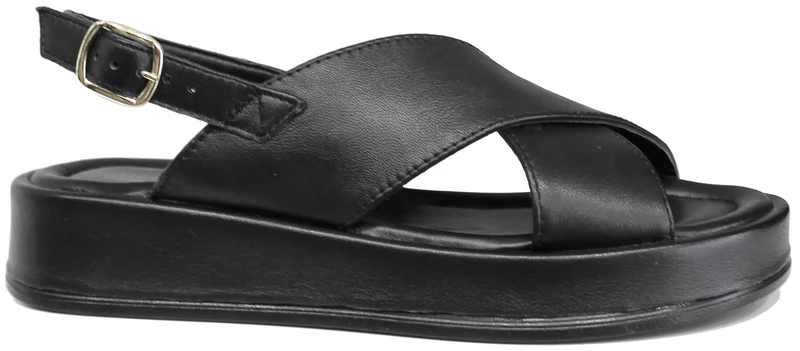 |SANDALO DONNA INCROCIATO PELLE NERA|