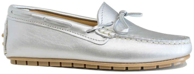 MOCASSINO DONNA BARCA LAMINATO ARGENTO