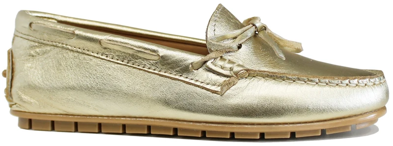 MOCASSINO DONNA BARCA LAMINATO PLATINO