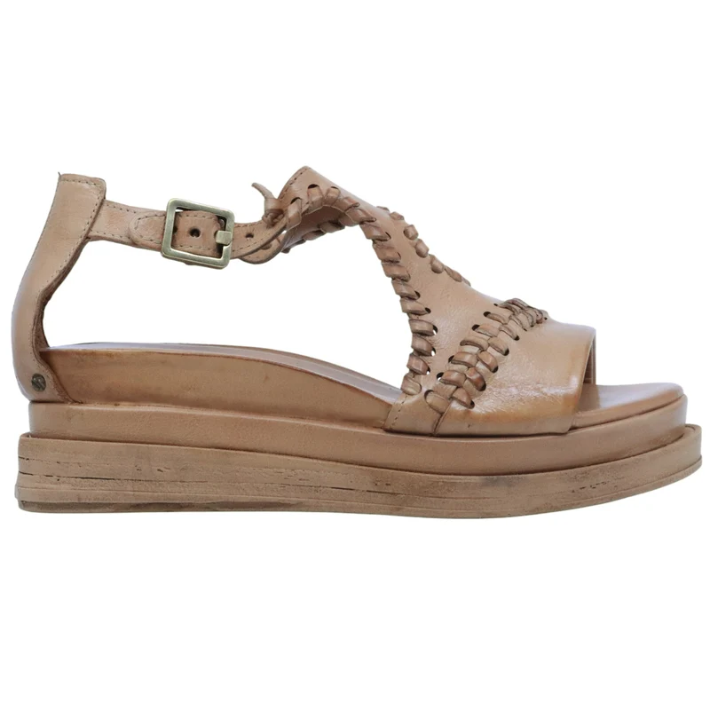 Sandalo donna AS98 A15044 in pelle color grano