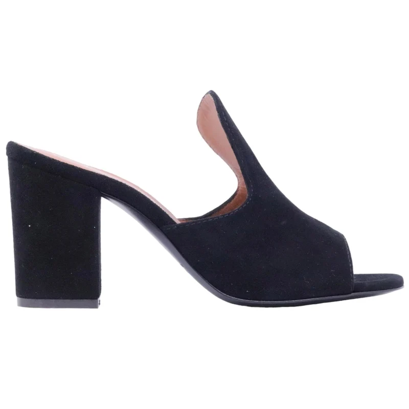 Sandalo donna Via Roma 15 2646 in camoscio nero e suola in vero cuoio