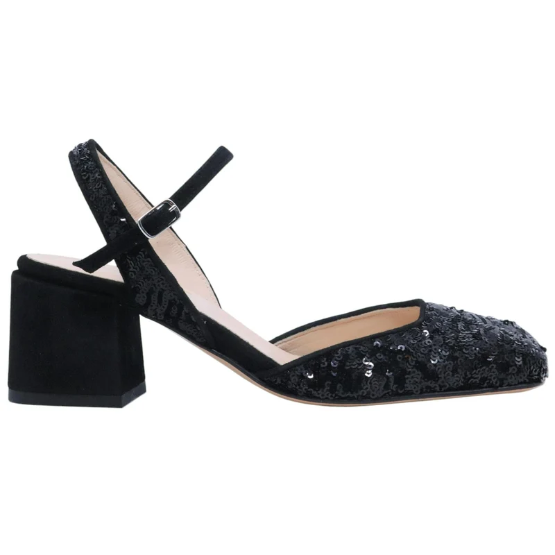 Slingback donna Anna F 1838 in paillettes nero