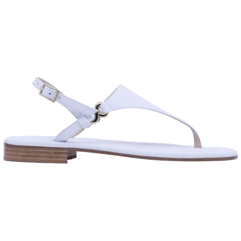 Paolo Ferrara CR721 C T15 Nappa Bianca sandalo infradito donna in pelle bianca con accessorio oro