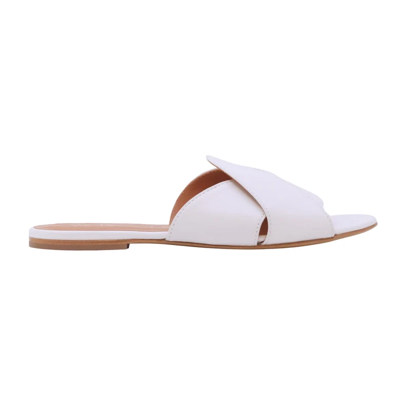 Via Roma 15 4460 Nappa Bianca sandalo ciabatta donna in pelle bianca