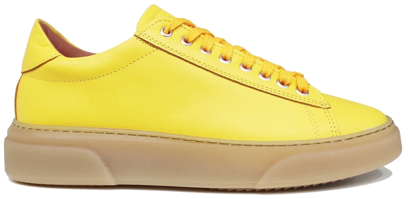 SNEAKER UOMO PELLE GIALLA SUOLA NOCCIOLA