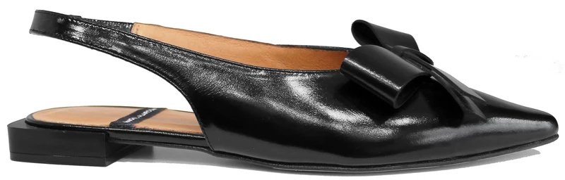 SLINGBACK FIOCCONE A PUNTA PELLE LUCIDA NERA