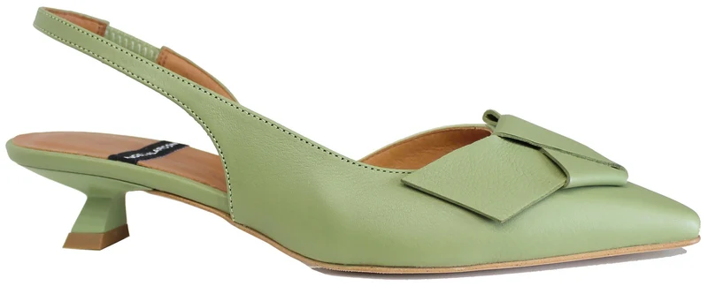 SLINGBACK FIOCCONE A PUNTA PELLE VERDE