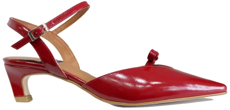 SLINGBACK FIOCCO A PUNTA PELLE LUCIDA ROSSA