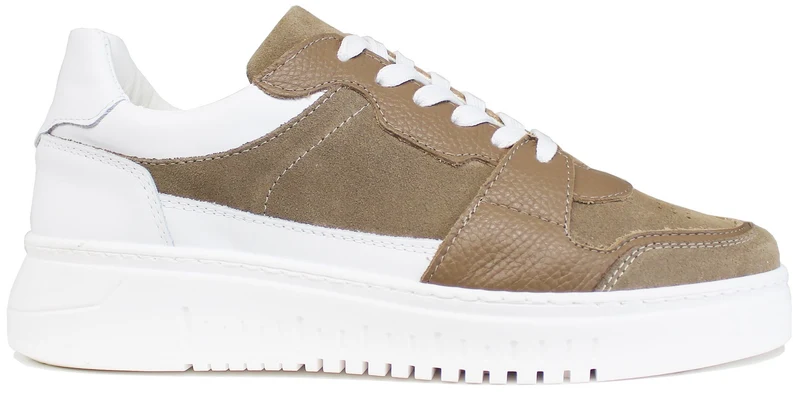 |SNEAKER UOMO CAMOSCIO TAUPE PELLE BIANCA|