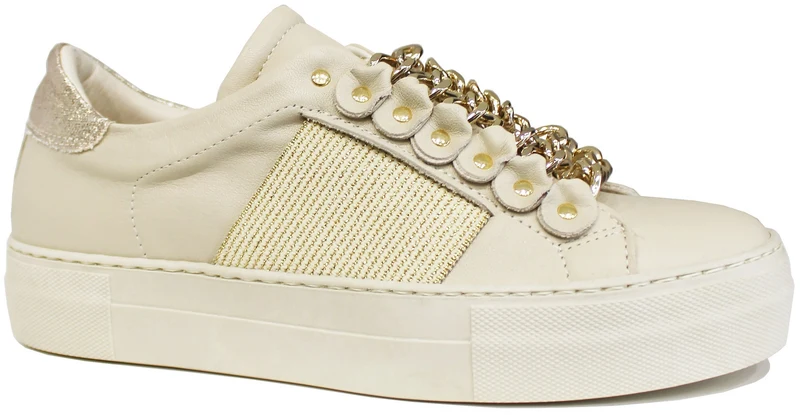 SNEAKER DONNA CATENE PELLE GREIGE