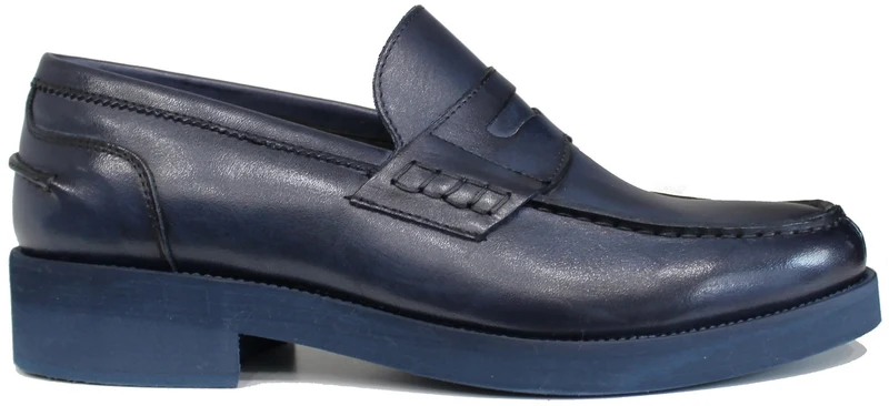 MOCASSINO UOMO PELLE ABRASIVATA BLU