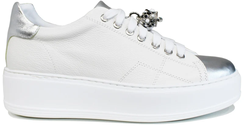 SNEAKER DONNA CAMPANA PELLE BIANCO/ARGENTO