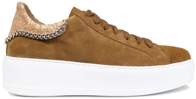 |SNEAKER DONNA CATENA CAMOSCIO CUOIO|