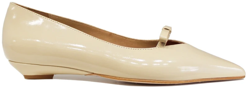 BALLERINA FIOCCO A PUNTA PELLE LUCIDA BEIGE