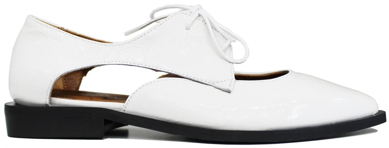 SCARPA DONNA STRINGATA PELLE LUCIDA BIANCA