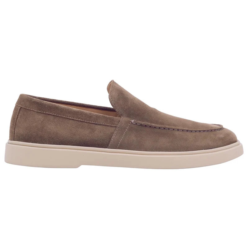 Triver Flight 887-11 Softy mocassino uomo in camoscio taupe con fondo gomma casual Made in Italy