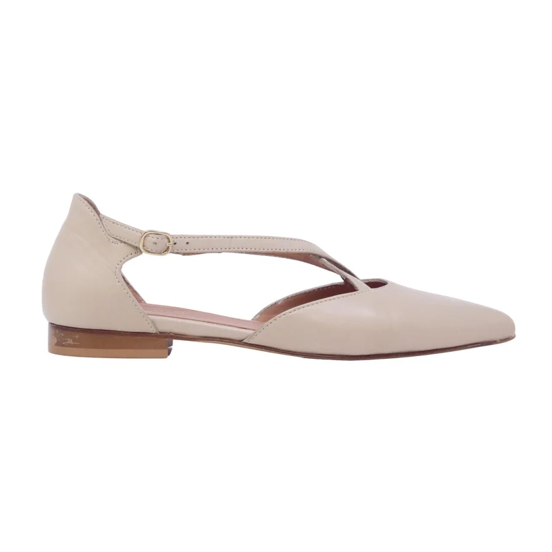 Triver Flight 603 03 Glove ballerina donna in pelle nappa avorio con cinturino