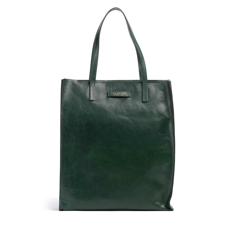 Borsa Donna Shopper Verticale THE BRIDGE linea Mirra in Pelle Verde Pino