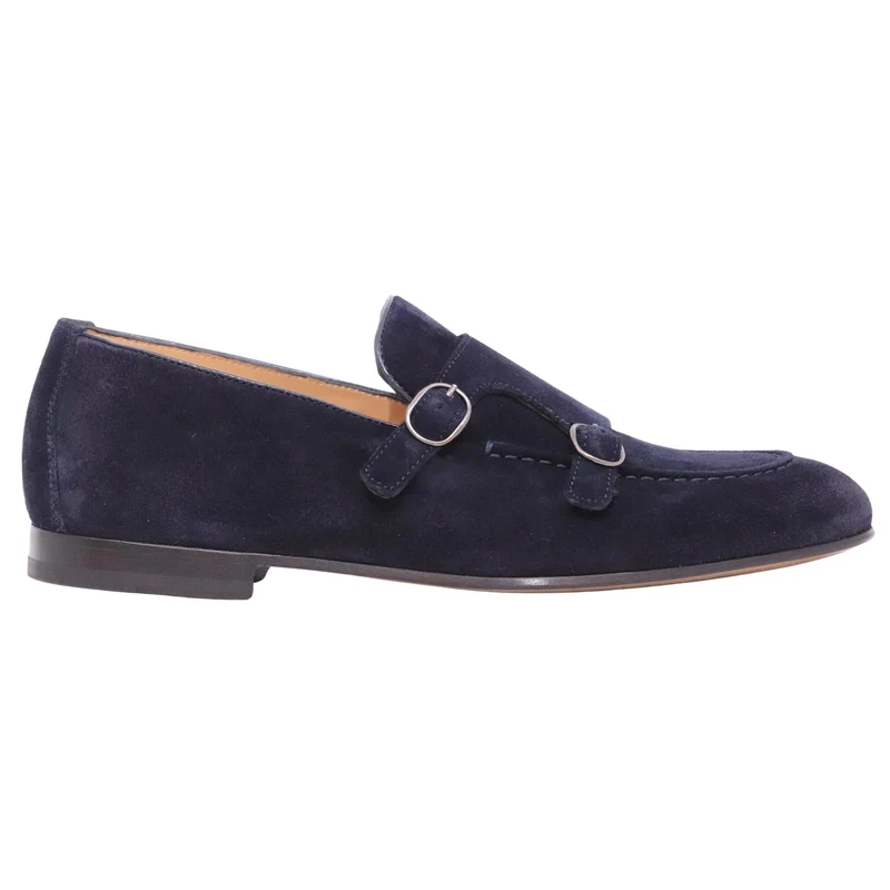 Triver Flight 464-07 Softy mocassino doppia fibbia uomo in camoscio blu