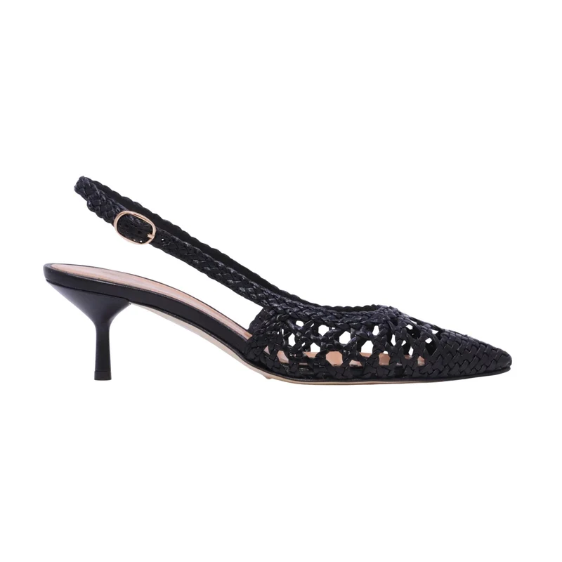 The Seller SE3028 slingback donna in pelle intrecciata nera
