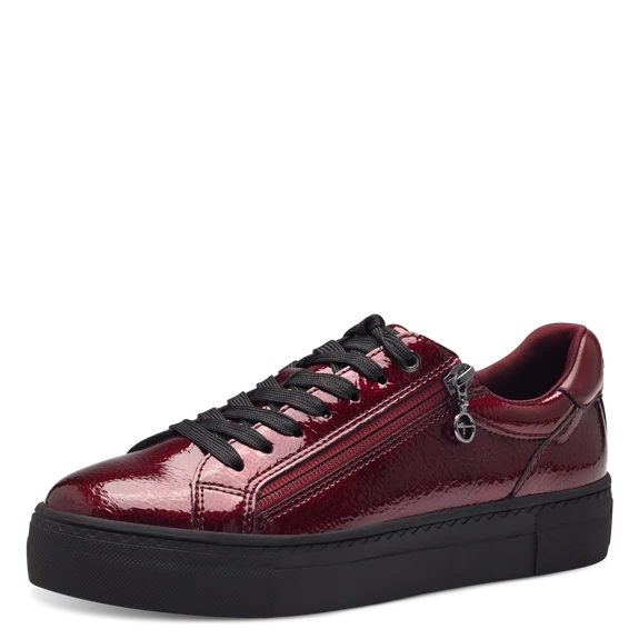 Sneaker rossa lucida con zip