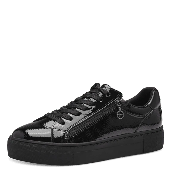 Sneaker nera lucida con zip
