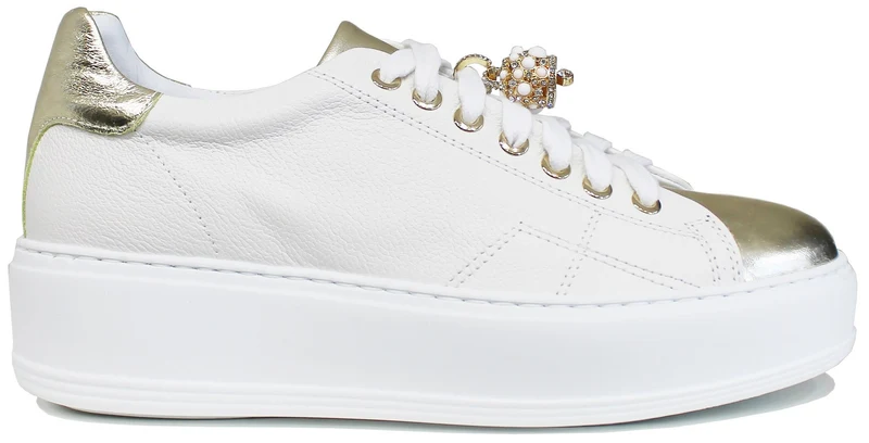 SNEAKER DONNA CAMPANA PELLE BIANCA/ORO