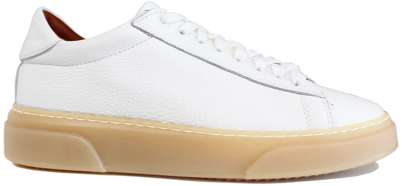 SNEAKER UOMO BOTTALATA BIANCA SUOLA NOCCIOLA