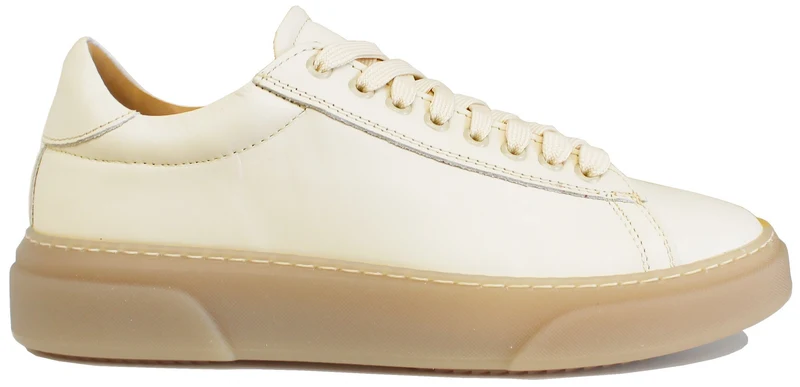 SNEAKER UOMO PELLE BEIGE SUOLA NOCCIOLA