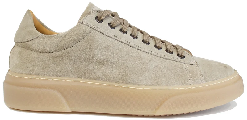SNEAKER UOMO CAMOSCIO BEIGE SUOLA NOCCIOLA