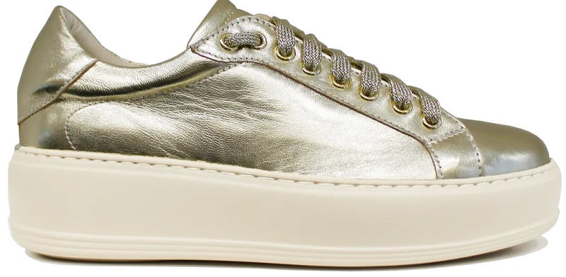 SNEAKER DONNA PELLE LAMINATA ORO