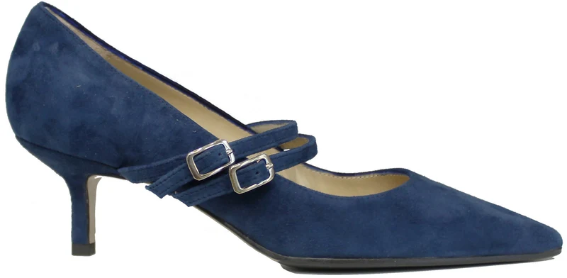 DECOLTE' DOPPIA FIBBIA CAMOSCIO BLU