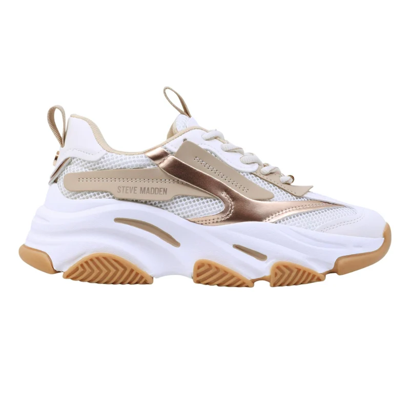 Steve Madden Possession E Coconut Mlk Brz sneaker donna in tessuto bianco e bronzo
