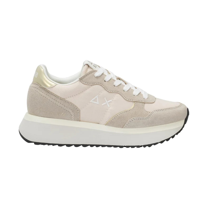 Sun68 Big Ally Gold Z36209-31 sneaker donna in camoscio e nylon bianco panna